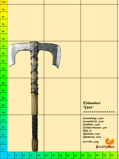 Dain LARP Axt Einhand Trollfelsen Maße Dain LARP Axt Einhand Trollfelsen Maße